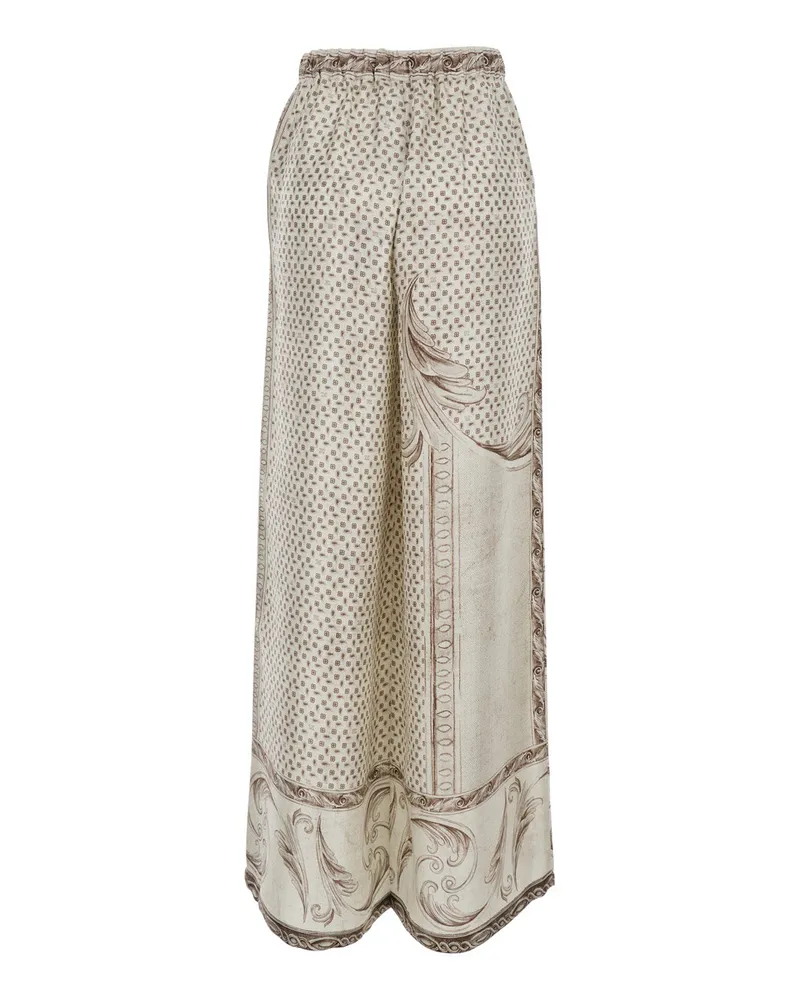 Max Mara Women's Pants Rive Beige Silk Trousers Beige