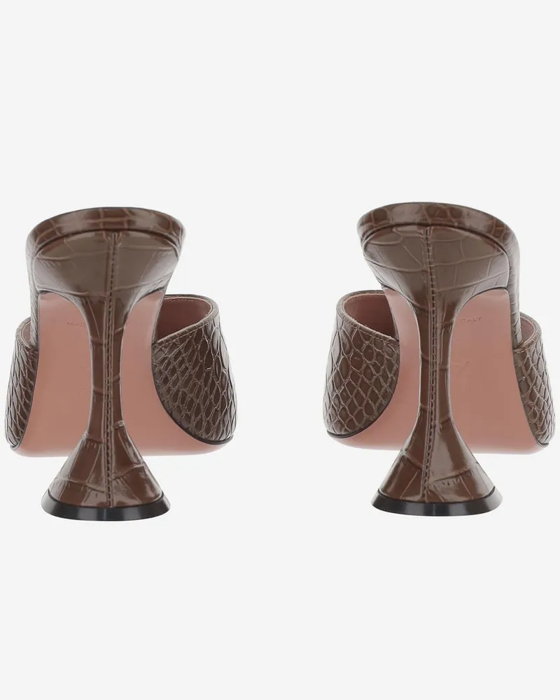 Amina Muaddi Women's Leather Sandals Lupita Brown Brown