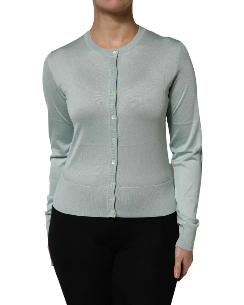 Dolce & Gabbana Women's Silk Button-Down Cardigan Green Green