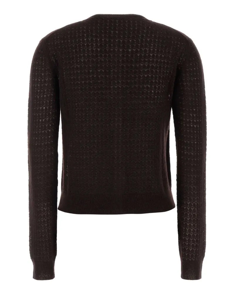 Miu Miu Women's Dark Brown Cashmere Blend Cardigan Moro Exterior: Silk Maglieria Sweater Brown