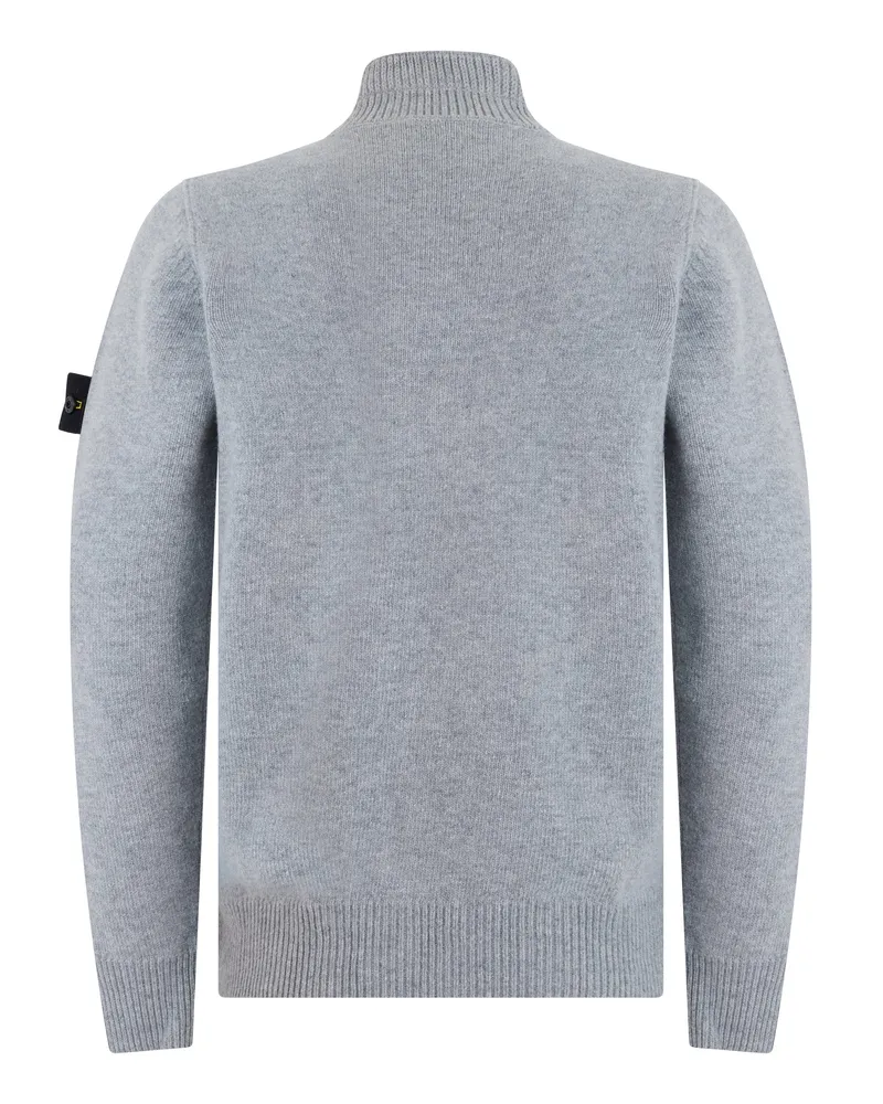 Stone Island Men High-Neck Sweater Light Grey Virgin Wool Gray
