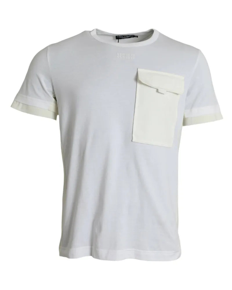 Dolce & Gabbana Men's White Cotton Pocket Short Sleeves T-Shirt White