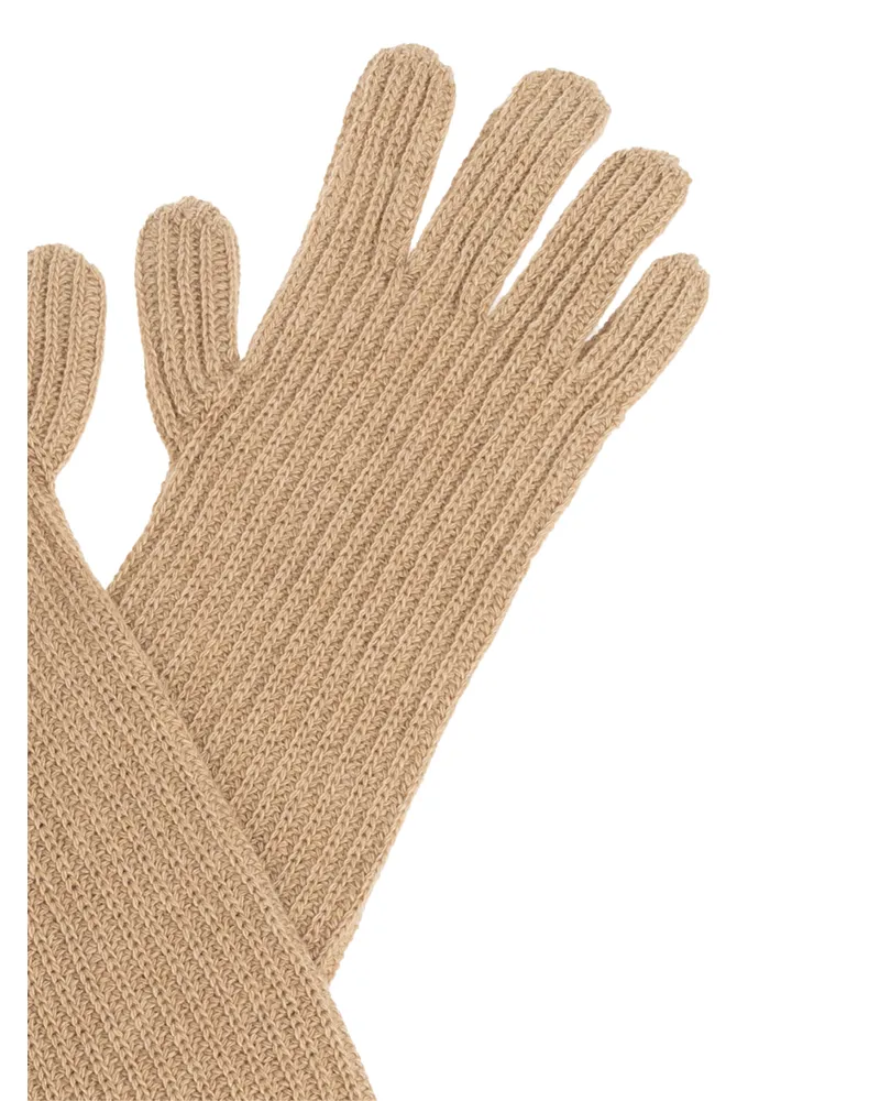 Moschino Women's Two-Tone Ribbed Long Gloves Beige Accessories Beige