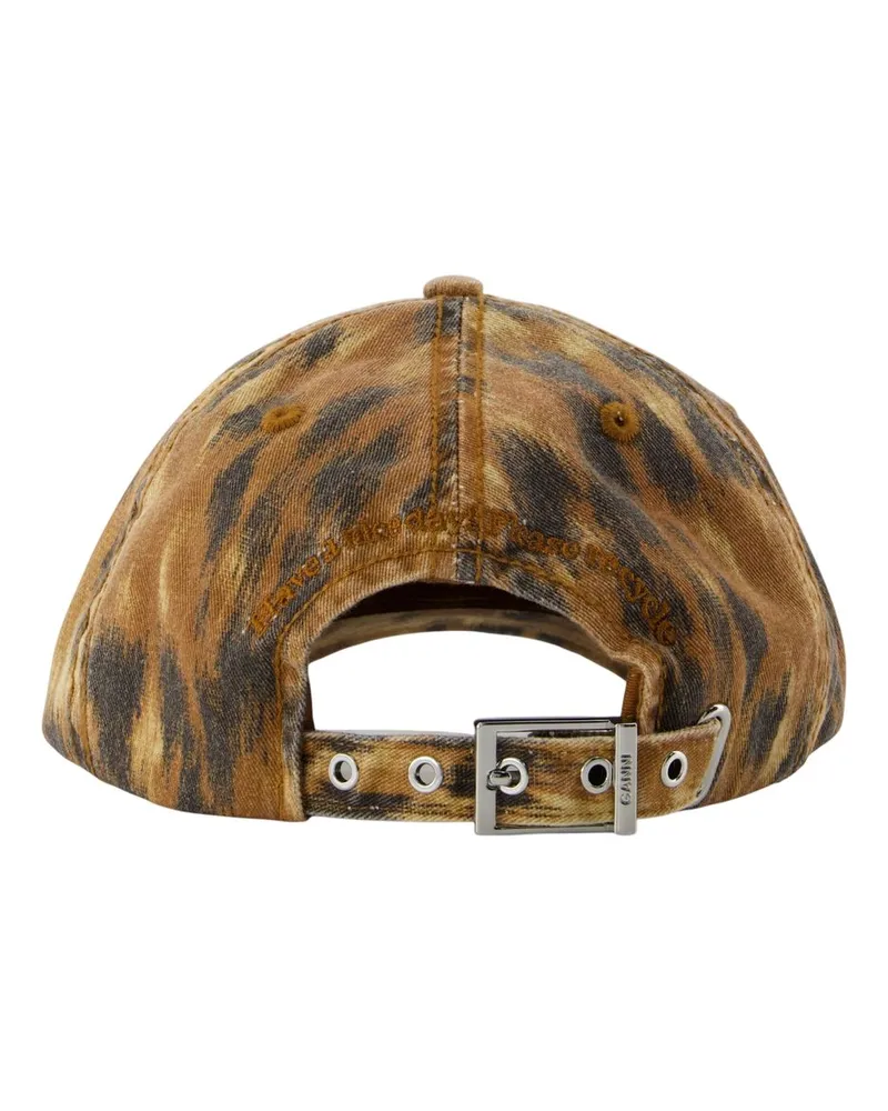 Ganni Women's B3020171-01c Leopard-Print Cotton Baseball Cap Brown Brown