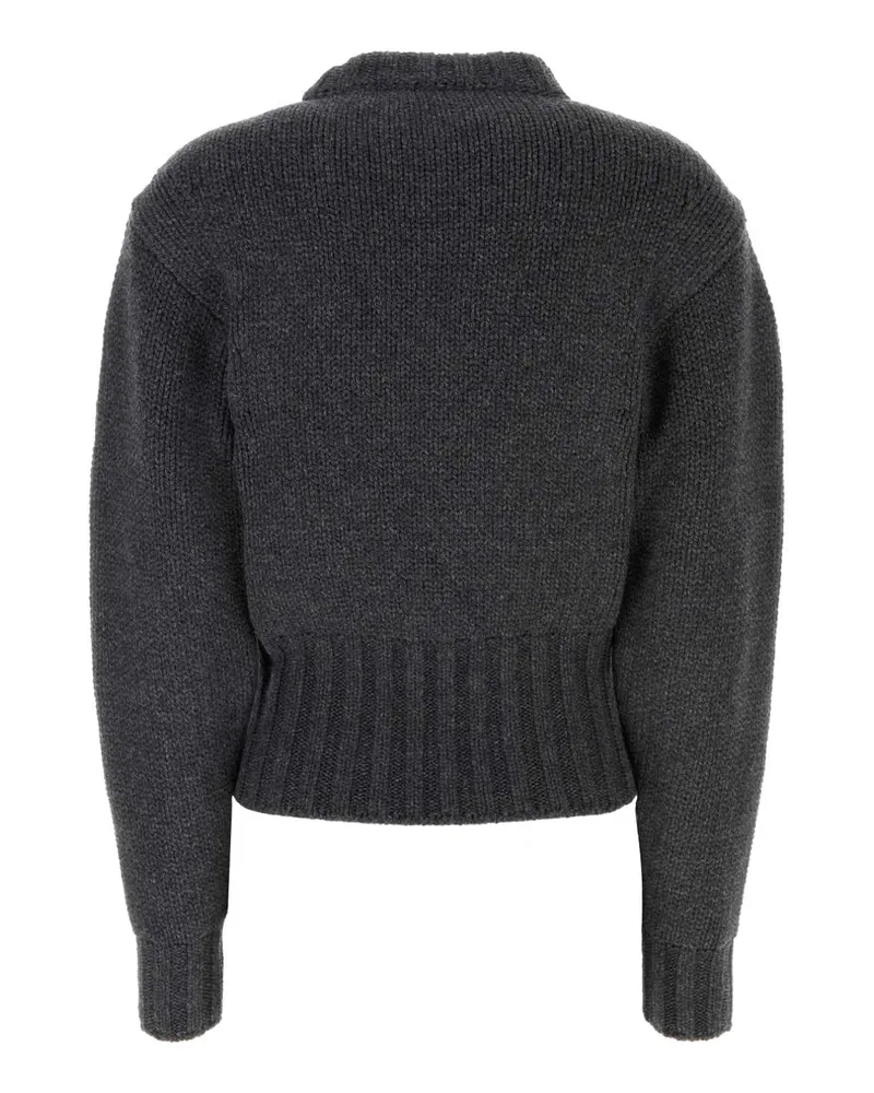 Alexander McQueen Women Melange Dark Grey Stretch Wool Blend Sweater Greymelange Maglieria Gray