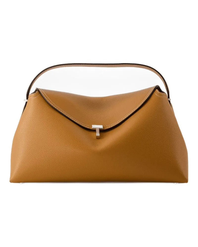 Totême Women's T-Lock Top Handle Bag Brown Calfskin Brown