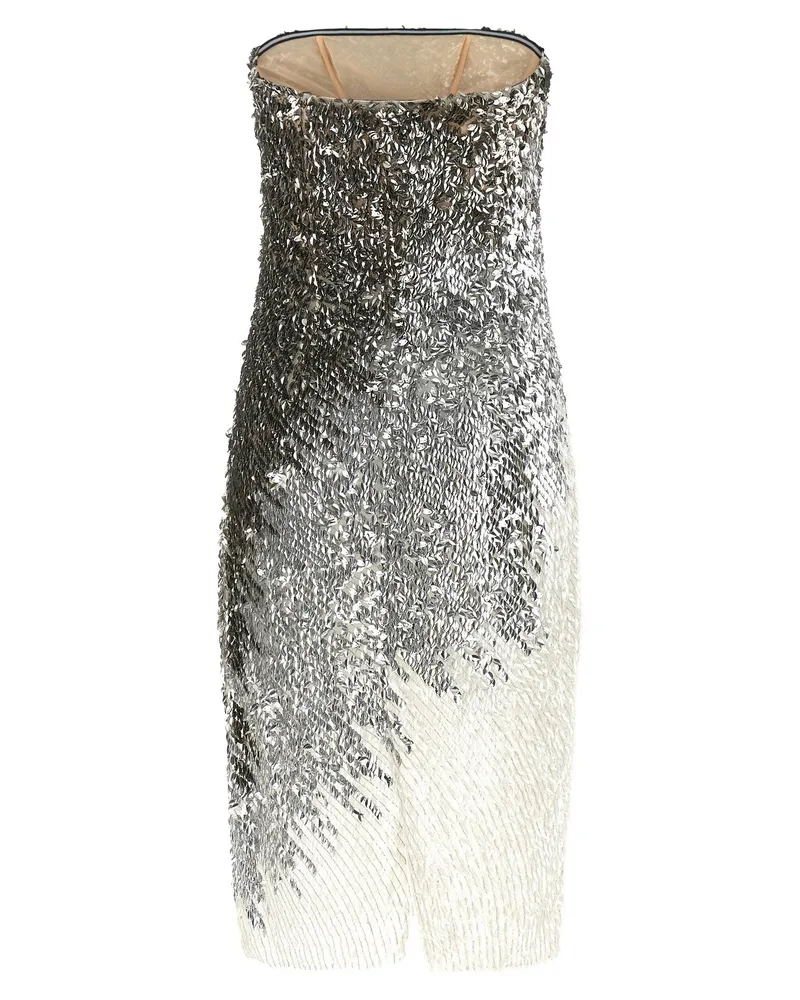 Elisabetta Franchi Sequin-Embroidered Tulle Dress — Silver Silver