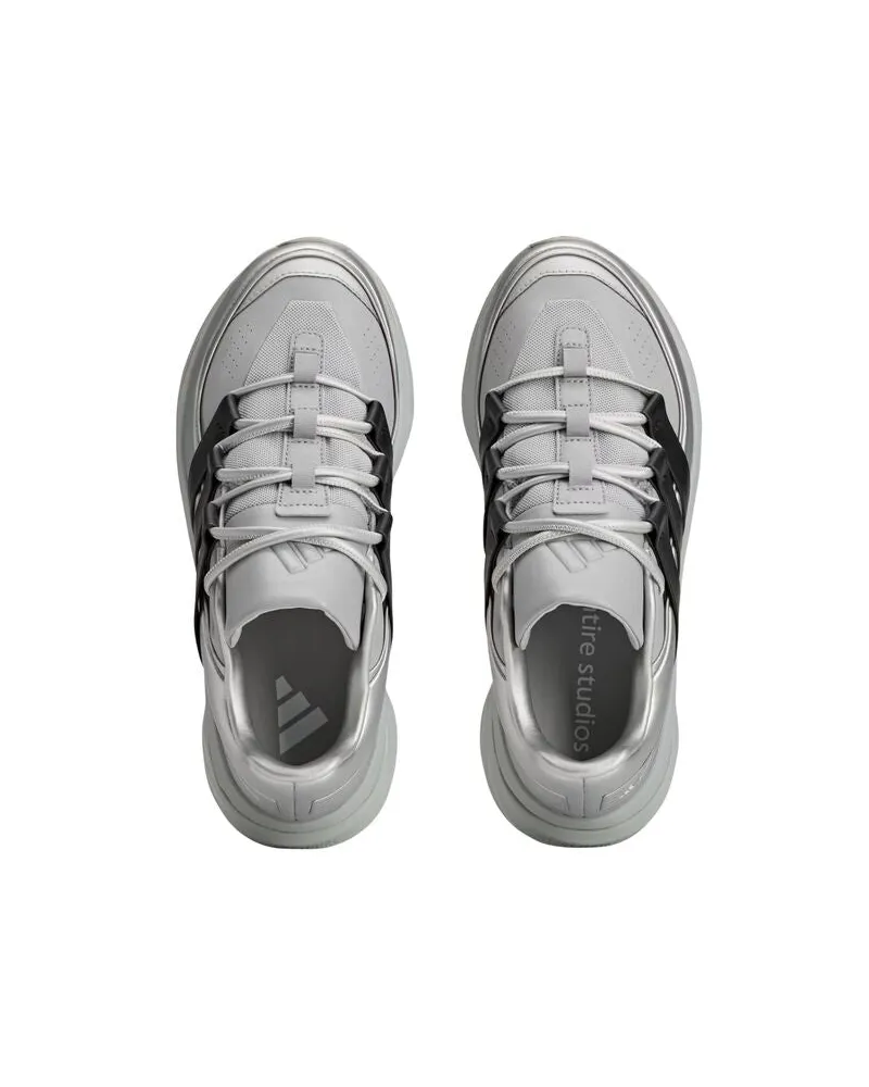 adidas Perforated Leather and Fabric Sneakers — Silver Silver