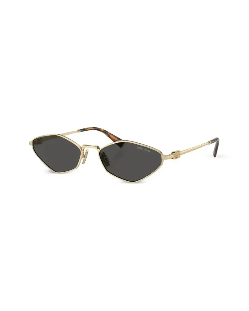 Miu Miu SMU56ZZVN5S0 Geometric Metal-Frame Sunglasses — Gold Gold