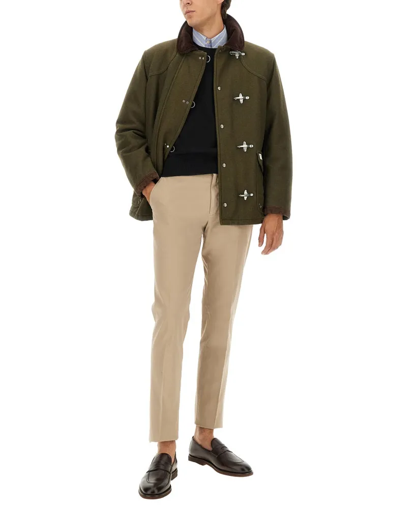 Fay Wool-Polyamide Blend Trench Coat — Green Green