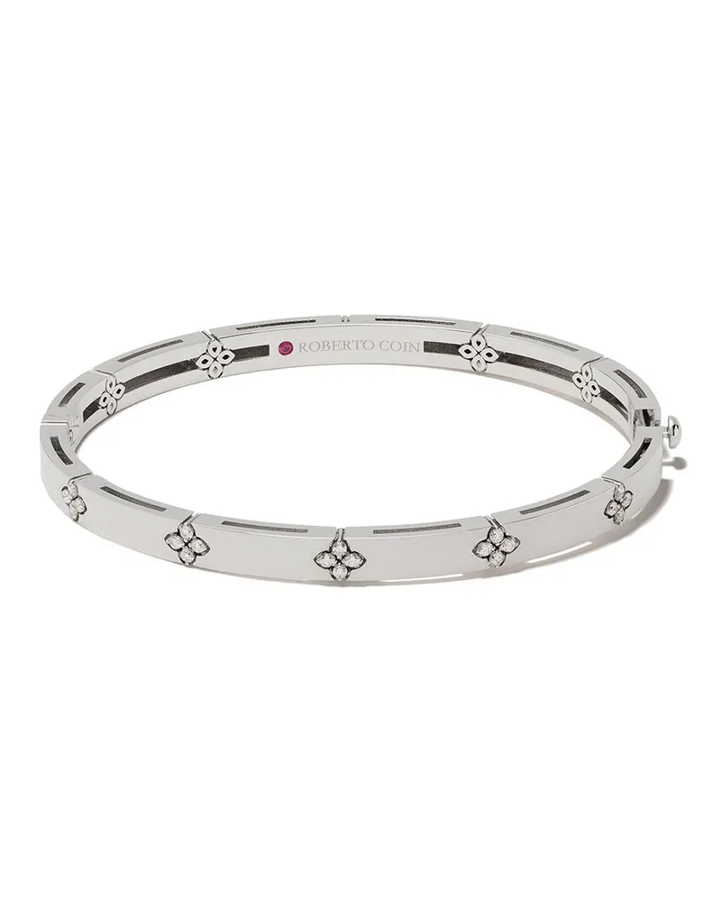 Roberto Coin Women's 18kt White Gold Diamond Love Verona Bangle Bracelet Continuty White