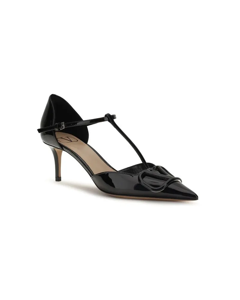 Valentino Garavani Women's Black Calf Leather Bos Taurus High Heel Pumps Black