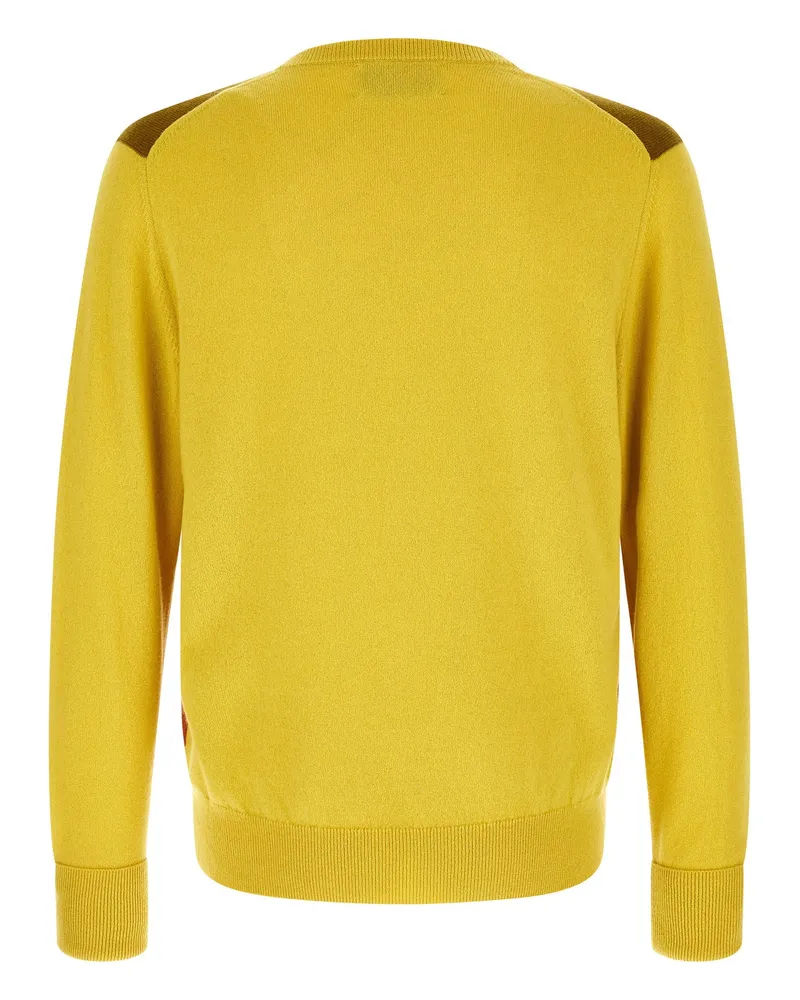 Ballantyne Diamond Intarsia Cashmere Sweater — Yellow Yellow