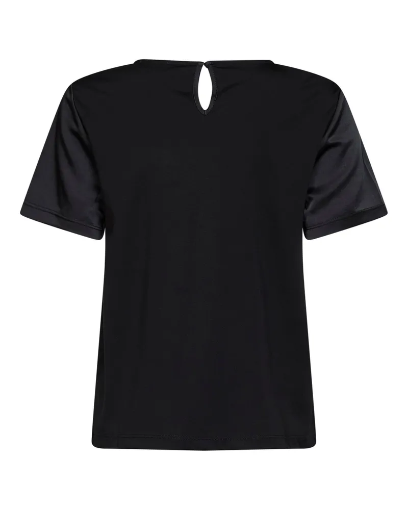 Max Mara Satin Polyester Crewneck T-Shirt — Black Black