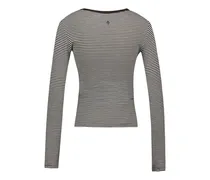 Striped Cotton Cardigan — Grey
