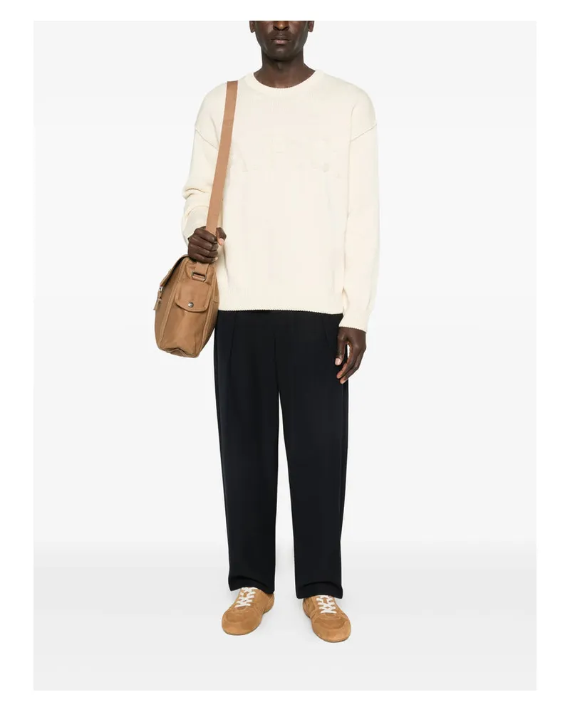 A.P.C. Logo-Detail Crew Neck Sweater — Beige Beige