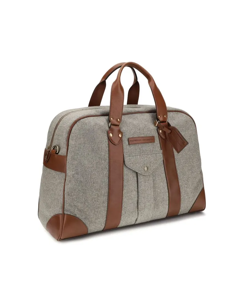 Brunello Cucinelli Men's Beige Wool Oves Aries Luggage And Travel Bag Beige