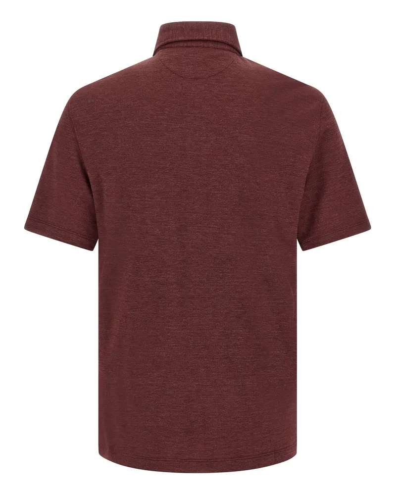 Brunello Cucinelli French Collar Piqué Polo Shirt — Burgundy Burgundy