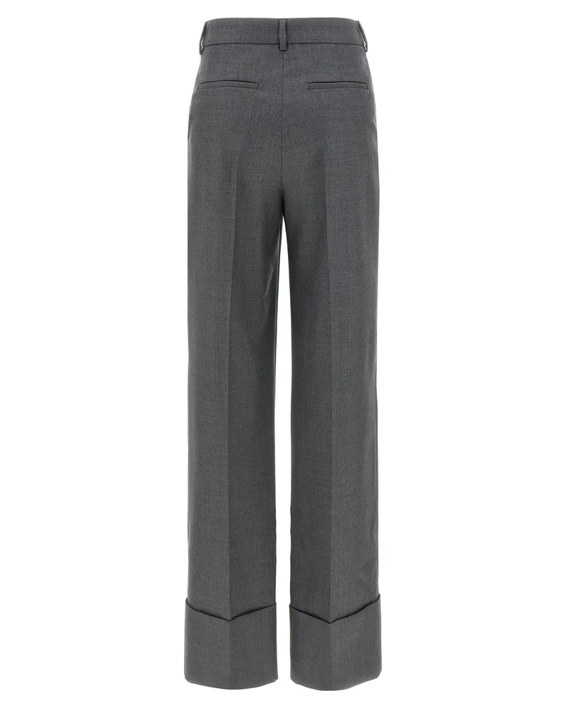Valentino Garavani Women Gray Virgin Wool Dress Pants Gray