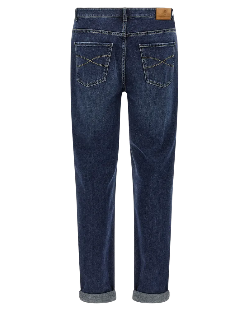 Brunello Cucinelli Men's Blue Cotton Straight-Leg Jeans Clothing Blue