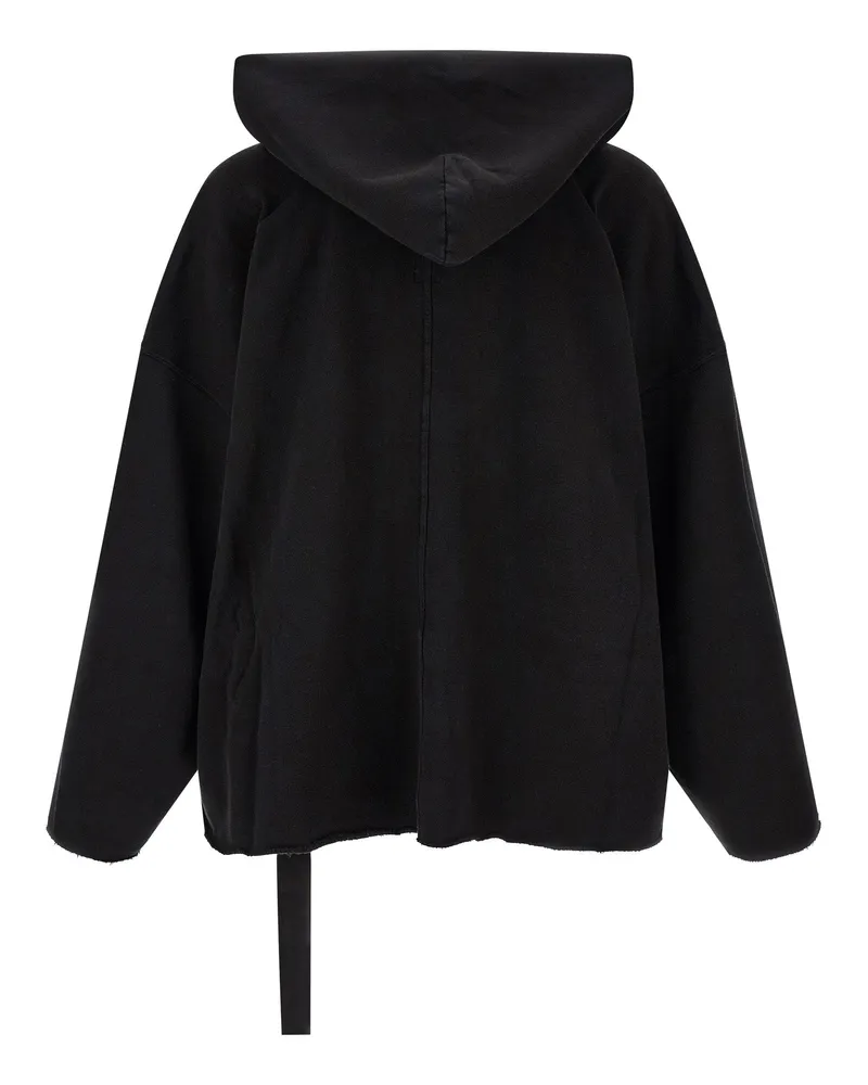 DRKSHDW by Rick Owens Oversized Caftan V-Neck Hoodie — Black Black