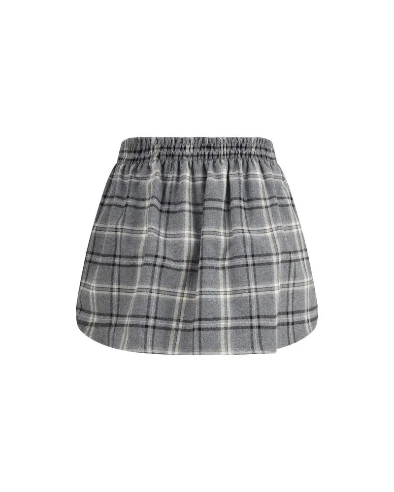 Miu Miu Women Gray Cotton Mini Skirt Gray