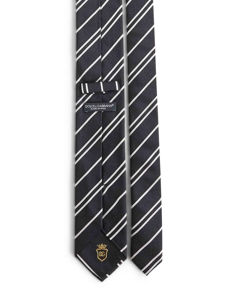 Dolce & Gabbana Men's Black Striped Jacquard Silk Martini Tie Ties & Bow Black