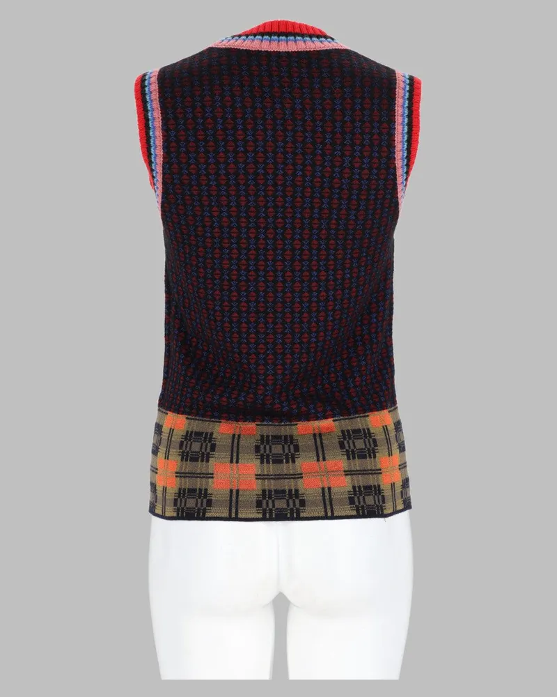 Dries van Noten Geometric Wool and Viscose Gilet — Multicolor Multicolor