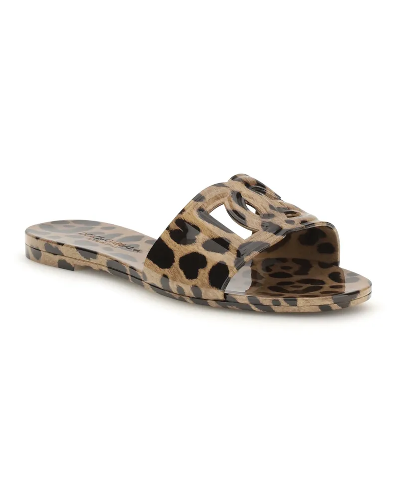 Dolce & Gabbana Women's Rubber Sandals With Leopard Print Leo New Beige