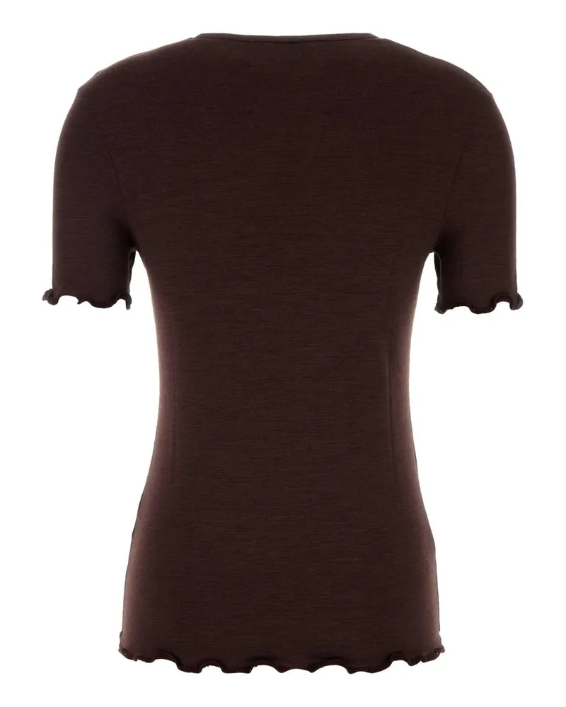 Jil Sander Women's Aubergine Stretch Silk Blend T-Shirt Plum Exterior: Linen Elastane Purple