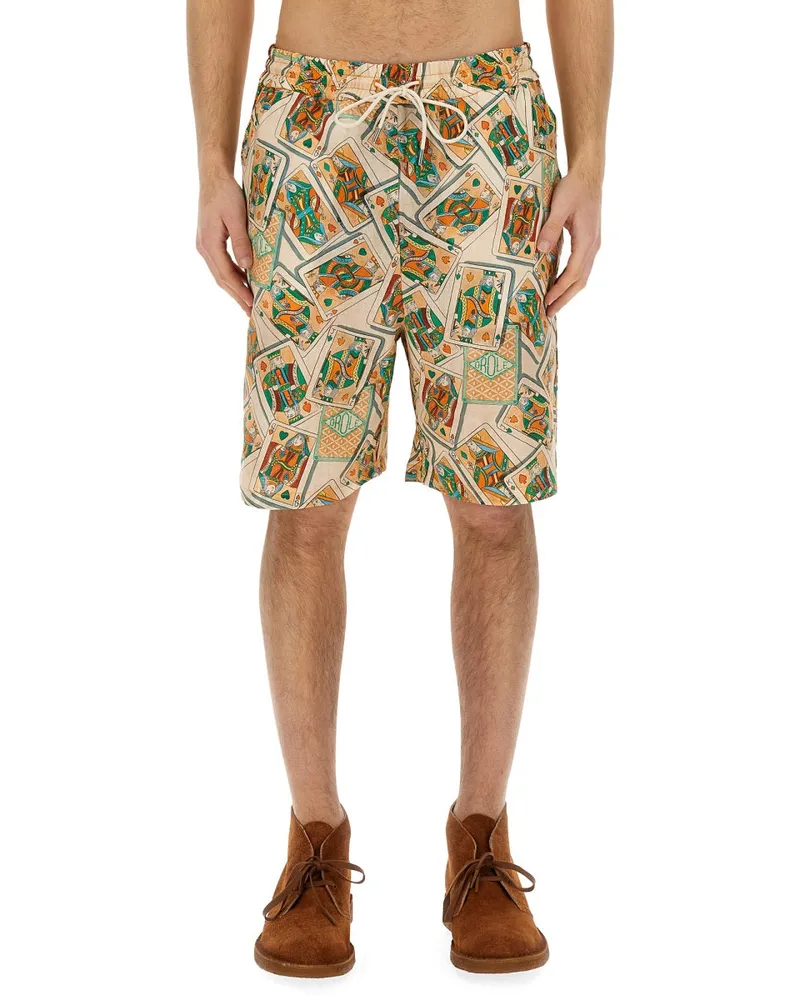 Drôle de Monsieur Print Linen-Cotton Bermuda Shorts — Multicolor Multicolor