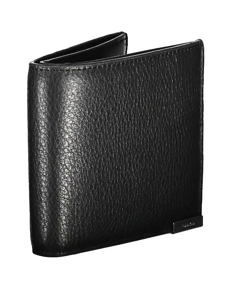 Calvin Klein Pebbled Leather Wallet — Black Black