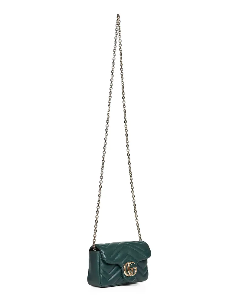 Gucci Women's Green Gg Marmont Mini Shoulder Bag Lambskin Handbags Hand Green