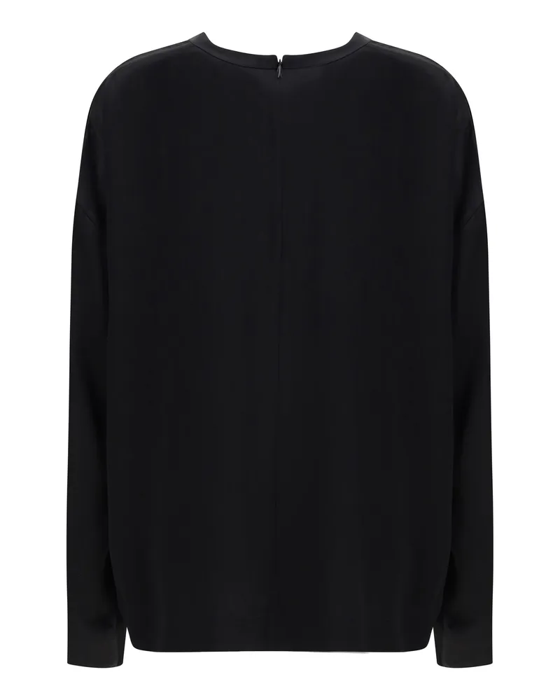 Totême Women's Boxy Satin Long Sleeve Top Black Viscose Tops Black