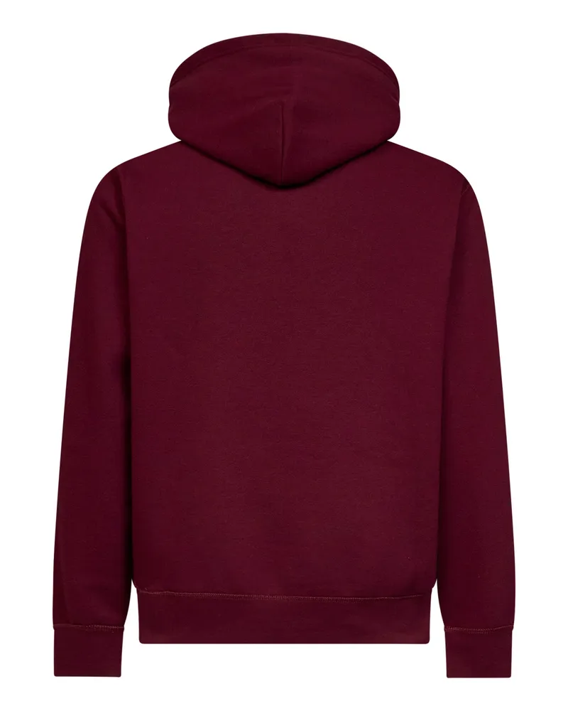 Ralph Lauren Men's Hoodie Bordeaux Cotton-Blend Sweatshirts Sweater Bordeaux