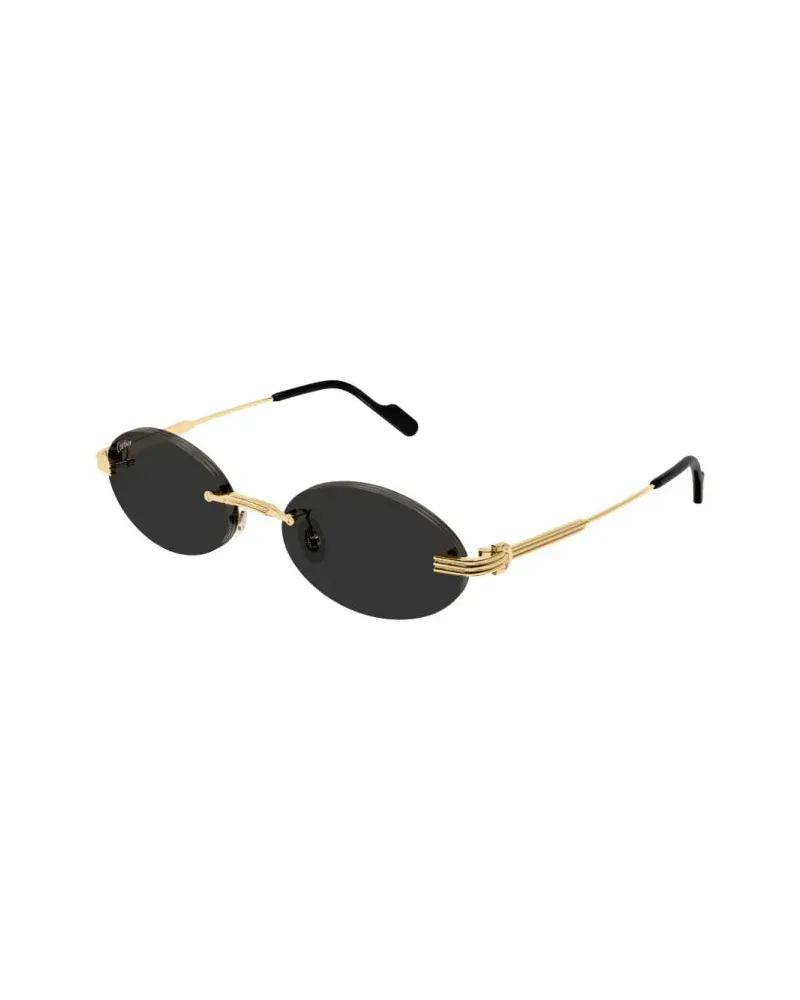 Cartier CT0615S Oval Gold-Tone Sunglasses — Gold Gold