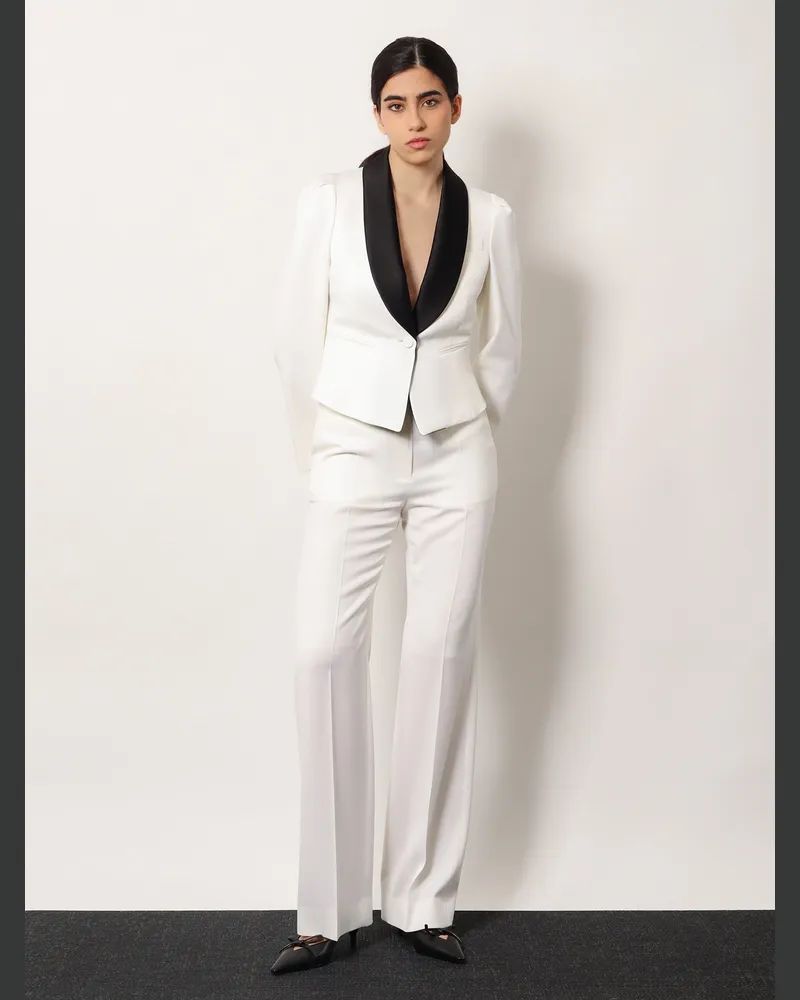 Alexander McQueen Women's Wool Blazer With Satin Lapel White Blazers Jacket White