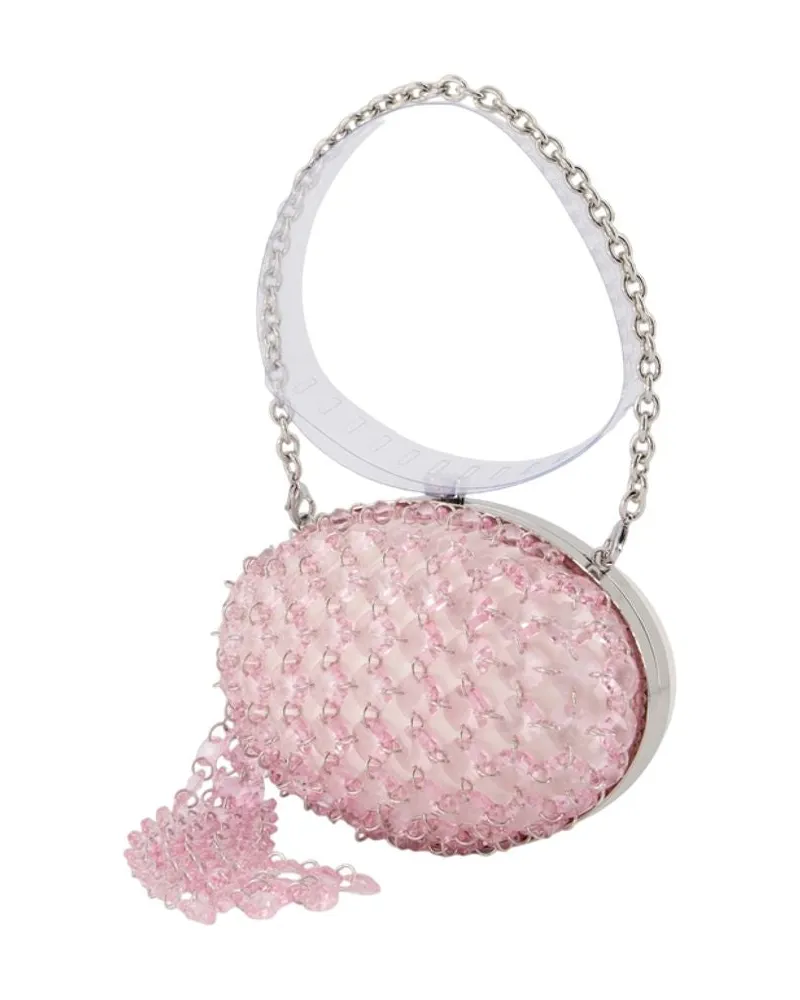 Self-Portrait Women's Oval Crystal Chain Clutch - Self Portrait Synthetic Pink Bags Clutches Pink