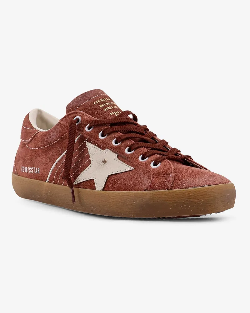 Golden Goose Men's Sneakers Super Star Double Quarter Brown Suede Trainers Brown