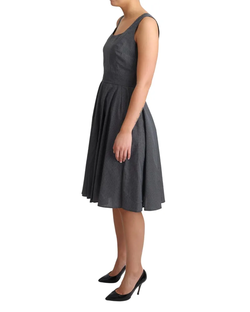 Dolce & Gabbana Women's Black Polka Dotted Cotton A-Line Dress Gray