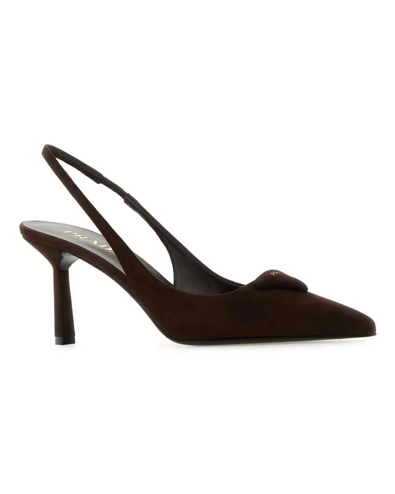 Prada Women's Brown Suede Pumps Moro Brown