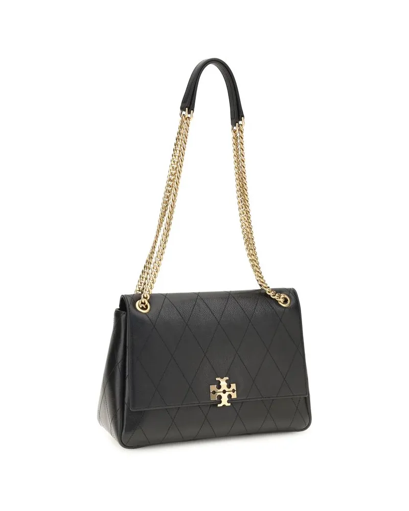 Tory Burch Women's Black Calf Leather Bos Taurus Shoulder Bag Black