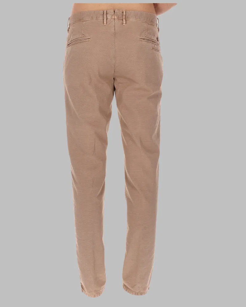 Incotex Logo Patch Cotton Trousers — Brown Brown