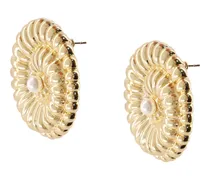 Women's Pearl Shell Earrings Self Portrait Metal Gold Jewelry-Watches