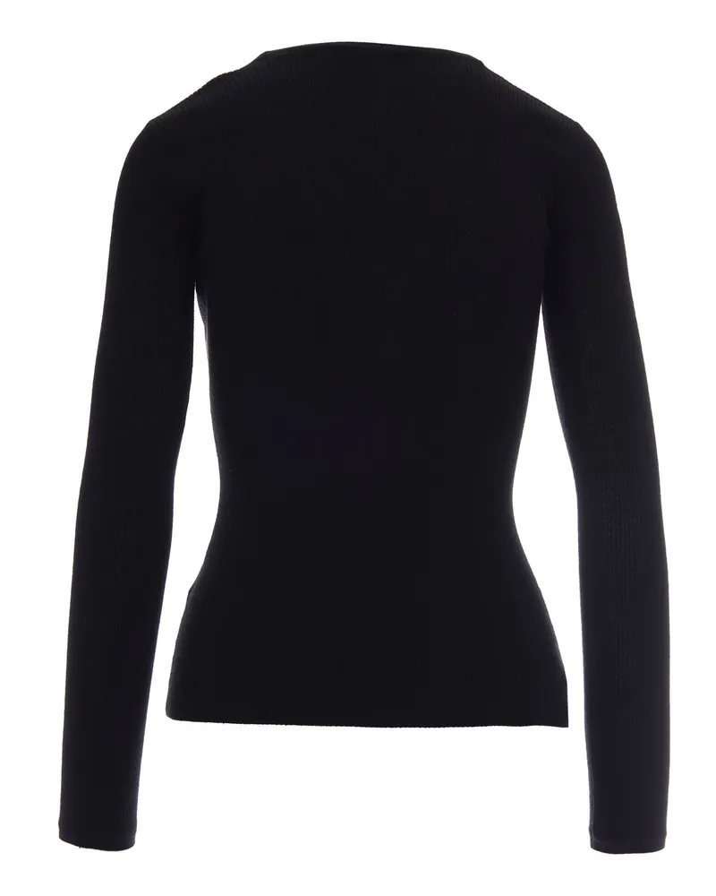 Elisabetta Franchi Women's Ribbed Cardigan Black-Butter Wool Elastane Cardigans Black/butter Sweater Black