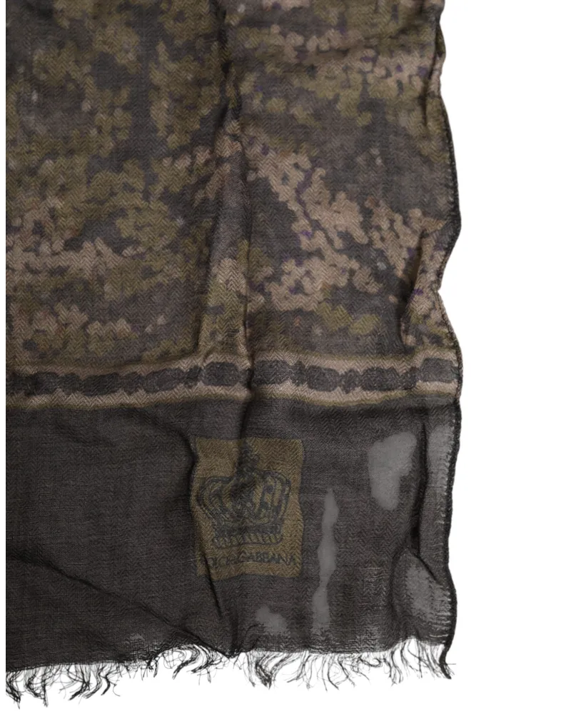 Dolce & Gabbana Men's Camouflage Neck Warmer Wrap Foulard Scarf Modal Cashmere Gray