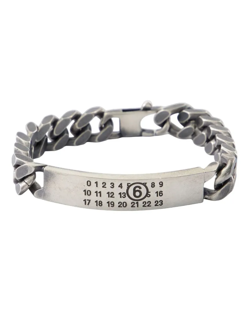 Maison Margiela Women's Minimal Logo Id Tag Bracelet Metal Silver Jewelry-Watches Bracelets Silver
