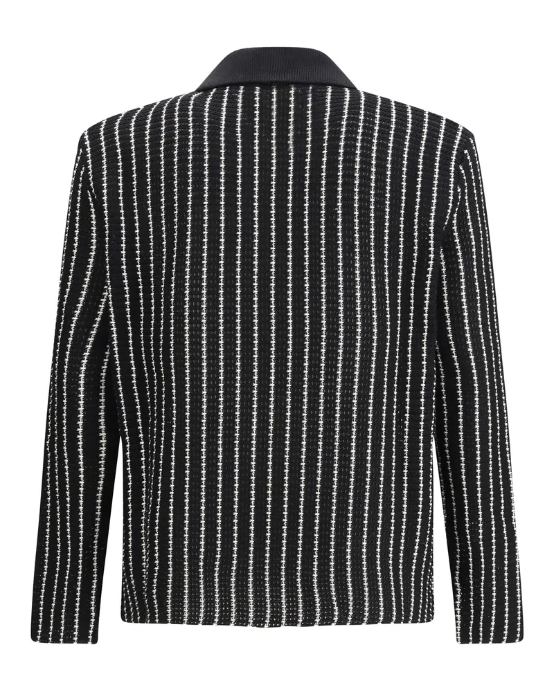 Jil Sander Men's Embroidered Crochet Cardigan City Cotton Sweater Black