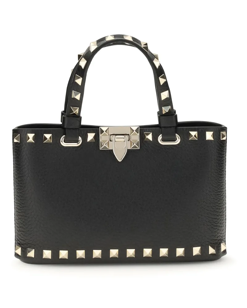 Valentino Garavani Women's Mini Handbag Rockstud Black Calfskin Calf Leather Handbags Hand Bags Black