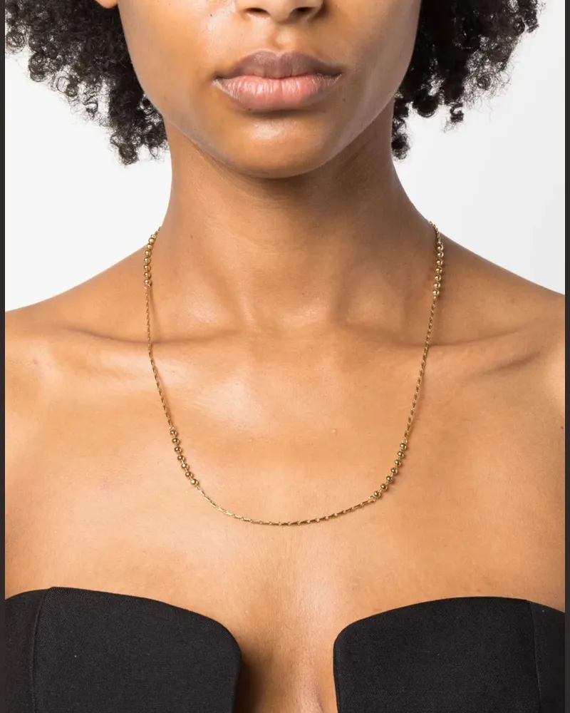 Saint Laurent Women's Ball And Wheat Chain Logo Necklace Gold Accessories > Jewelry Gold